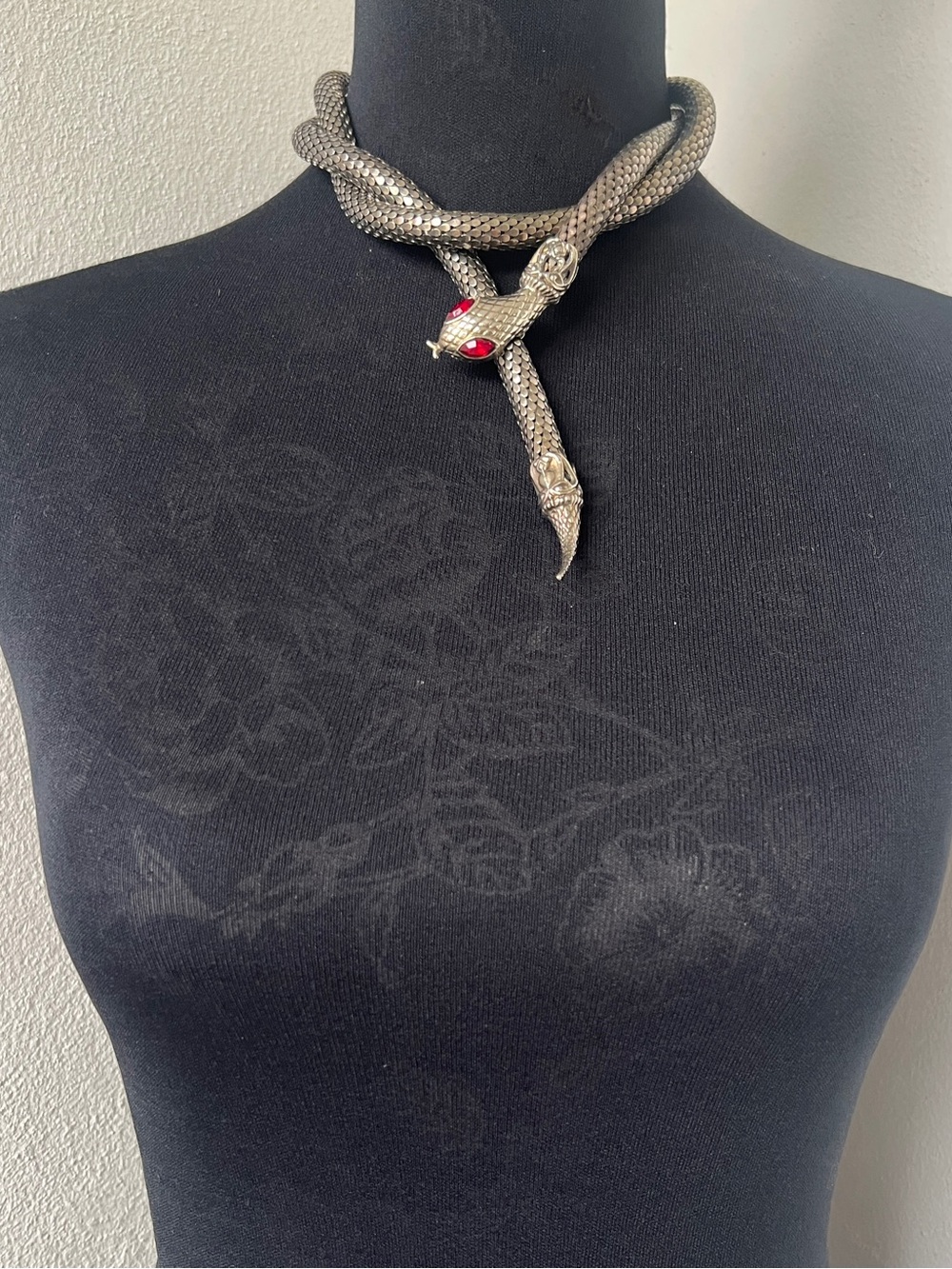DL Auld Vintage Chainmail Mesh Snake Belt Necklace Silver Gunmetal Lariat 40” - Picture 13 of 14